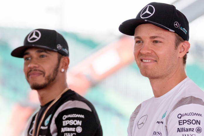 Lewis Hamilton e Nico Rosberg, foto di Morio (Wikipedia)